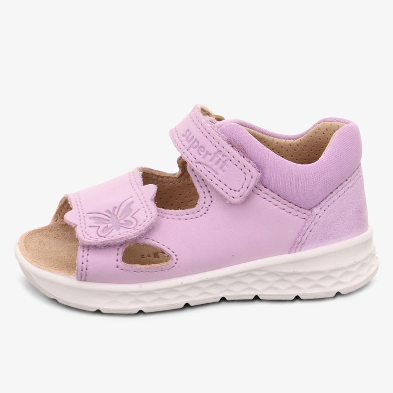 Bequemer Kinderschuh in hellrosa mit verstellbaren Klettverschlüssen und flexibler rutschfester Sohle