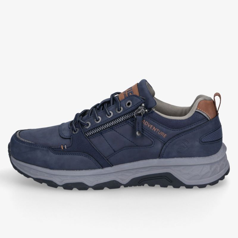 Robuster und komfortabler blauer Schuh mit dicker Sohle, seitlichem Reißverschluss und gepolsterter Innenseite