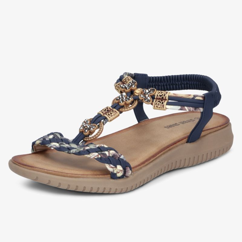 Leichte Sandale mit elastischen Riemen und modischen Zierperlen für hohen Tragekomfort und flexibles Laufgefühl