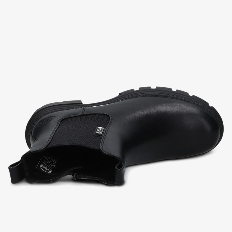 Robuster schwarzer Schuh aus Leder mit rutschfester Sohle und komfortablem Schnitt, modern und strapazierfähig
