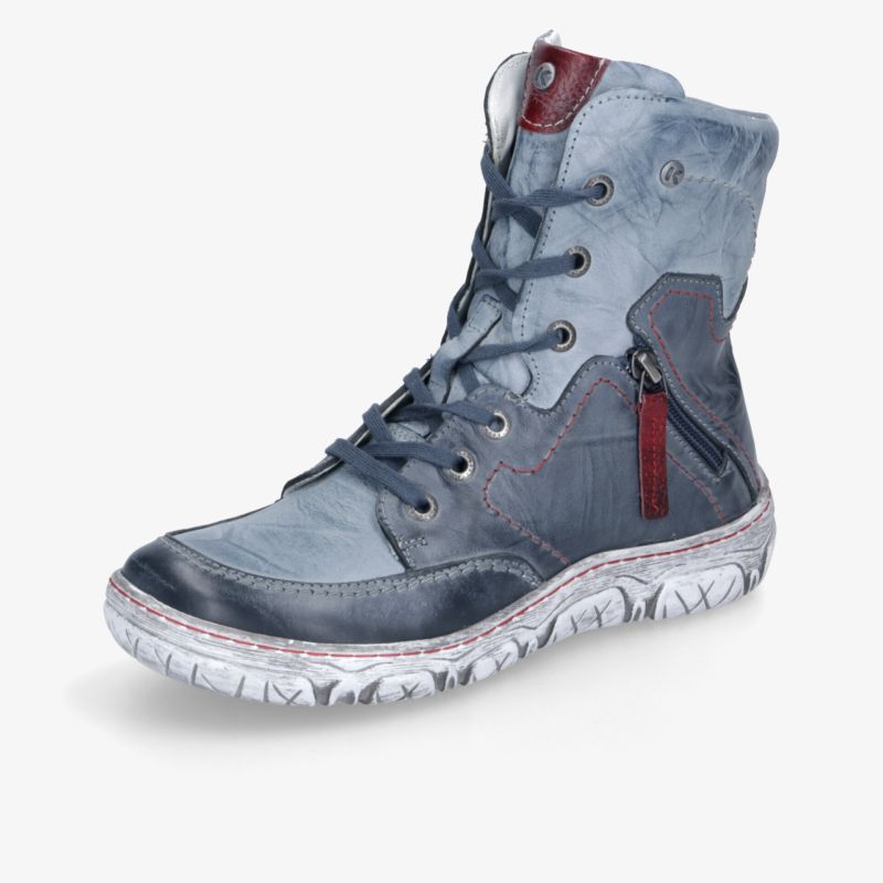 Robuster blauer Outdoor-Stiefel mit warmem Futter, Reißverschluss und rutschfester Sohle für optimalen Halt