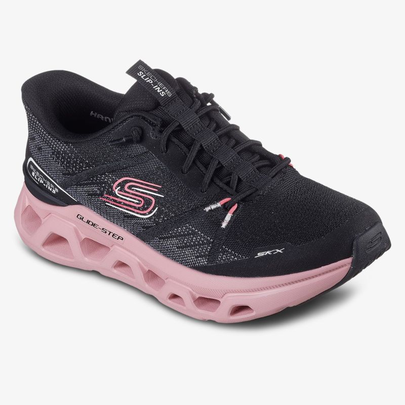 Schwarze und rosa Sportschuhe mit rutschfester Sohle und atmungsaktivem Design