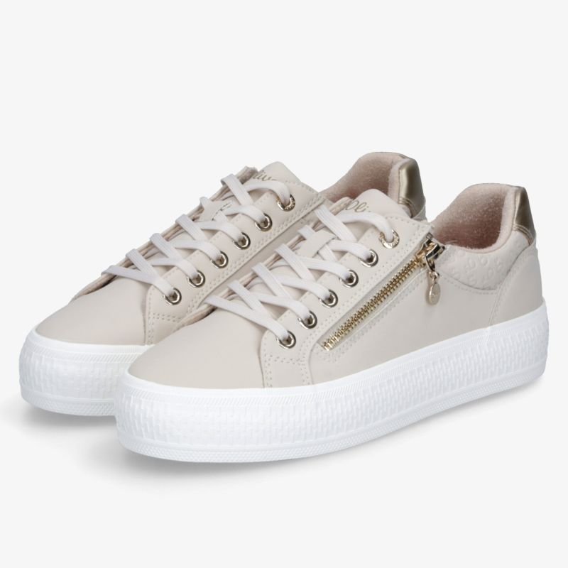 Leichte beige Sneaker mit Reißverschluss und Plateau-Sohle, komfortabel und modisch für den Alltag