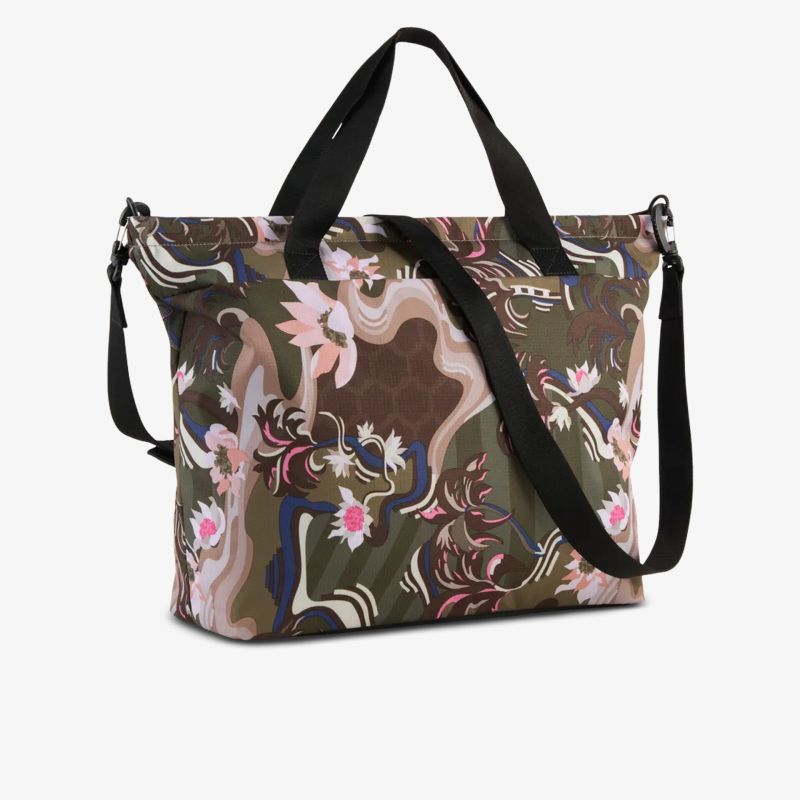 Große Umhängetasche mit farbenfrohem floralem Muster und abnehmbarem Schulterriemen, vielseitig und geräumig