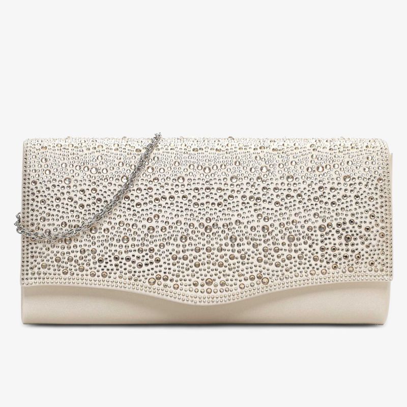 Stilvolle Clutch mit strahlenden Strasssteinen und eleganter Kette für besondere Anlässe.