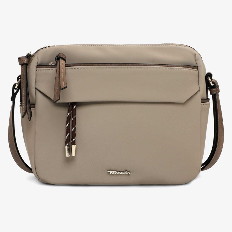 Moderne, beige Tasche mit verstellbarem Schulterriemen und funktionalen Fächern für Alltag und Freizeit