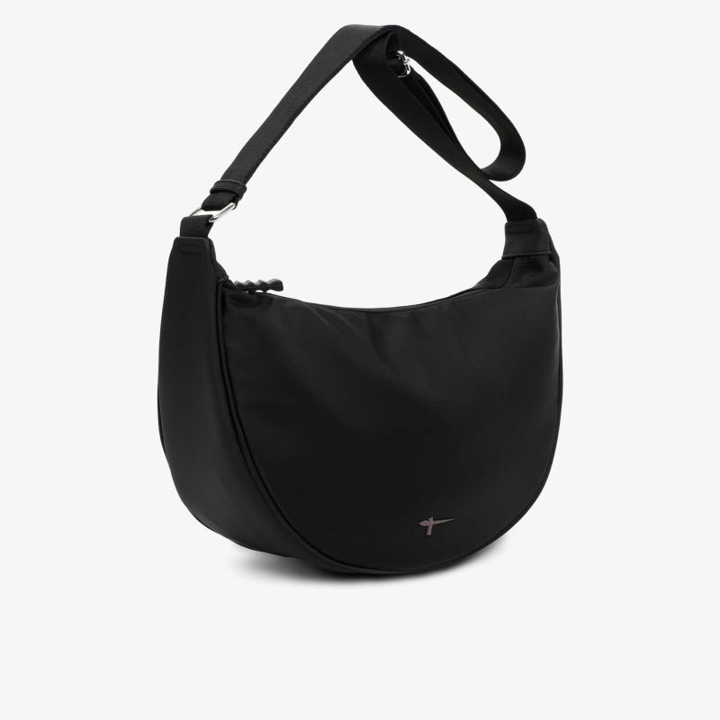 Schwarze Schultertasche mit verstellbarem Riemen, kompakt und modisch für den Alltag geeignet