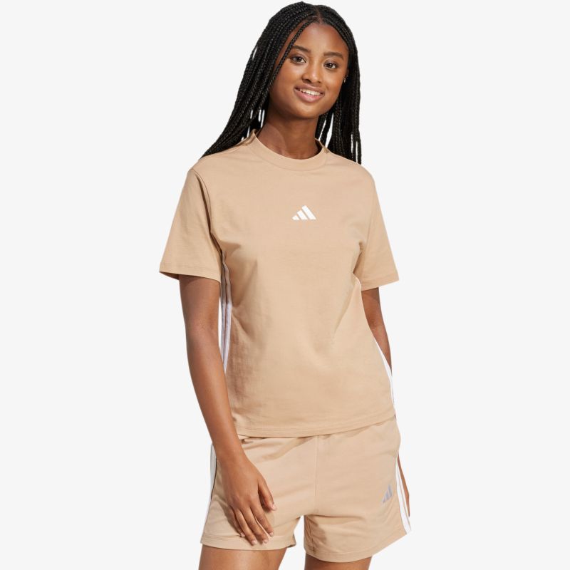 Beiges kurzärmliges Shirt aus Baumwolle mit sportlichem, lässigem Design für hohen Tragekomfort