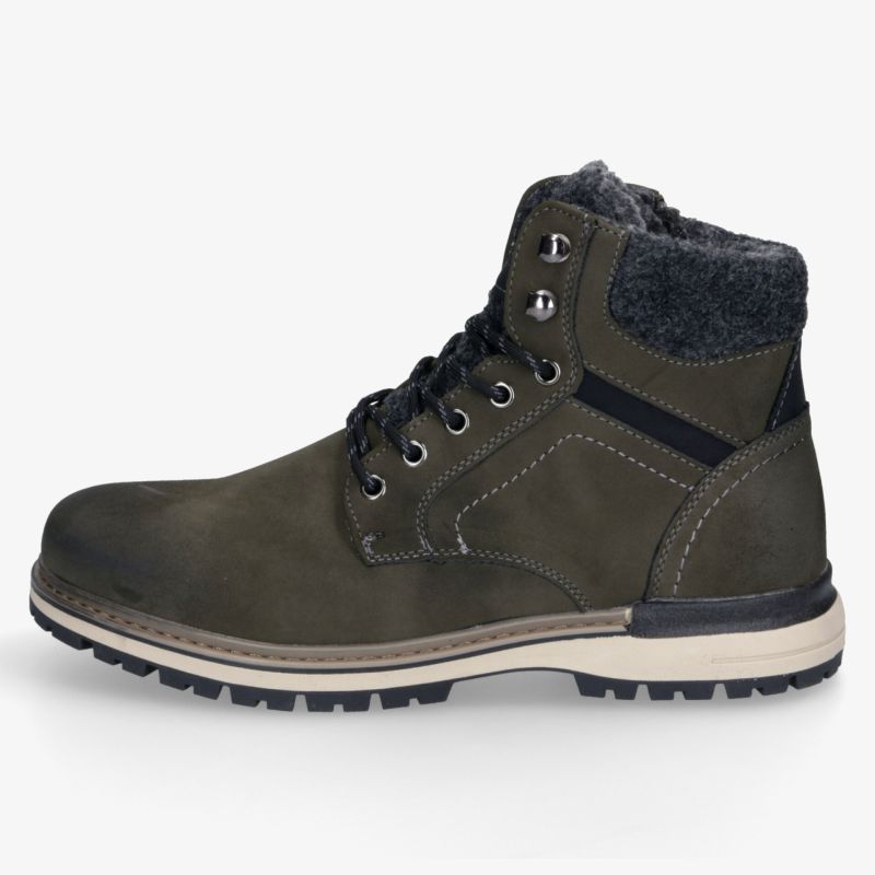 Knöchelhoher Lederstiefel mit warmem Innenfutter und robustem Profil für optimalen Tragekomfort