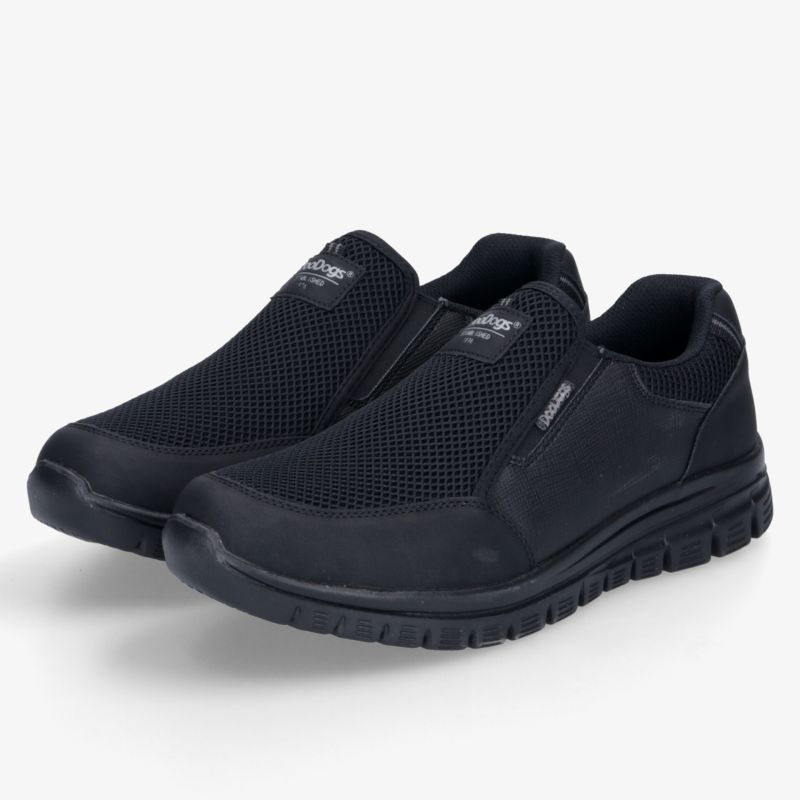 Bequeme schwarze Sneaker mit atmungsaktivem Mesh, flexiblem Profil und praktischem Reißverschluss als Paar