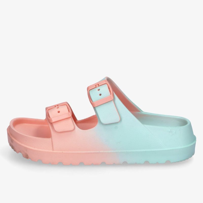 Bequeme zweifarbige Sandale mit verstellbaren Schnallen und rutschfester Sohle für optimalen Komfort