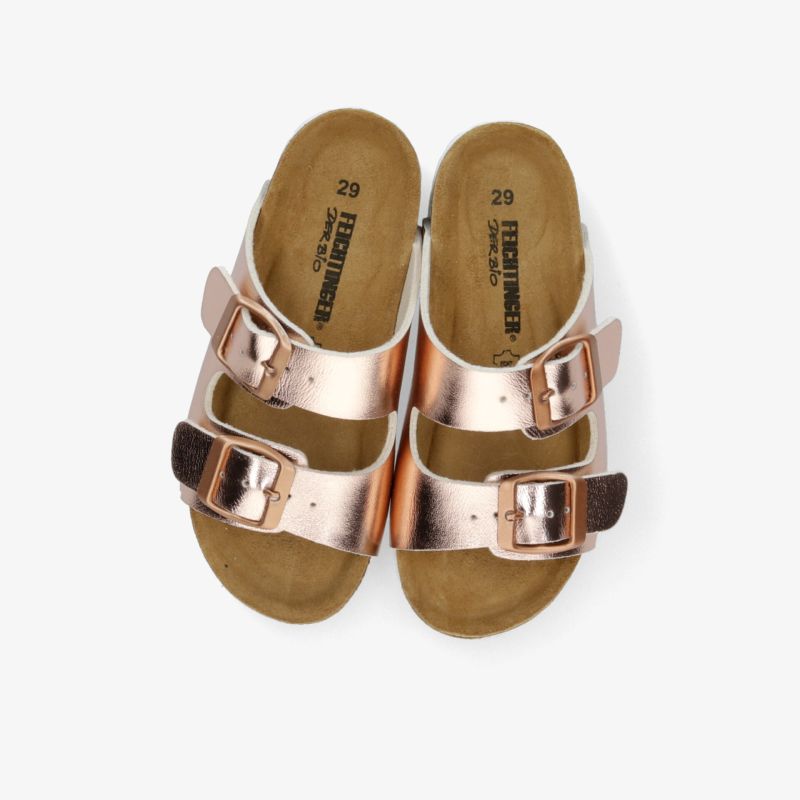 Metallicfarbene Sandalen mit verstellbaren Schnallen und weicher Innensohle für komfortablen Halt