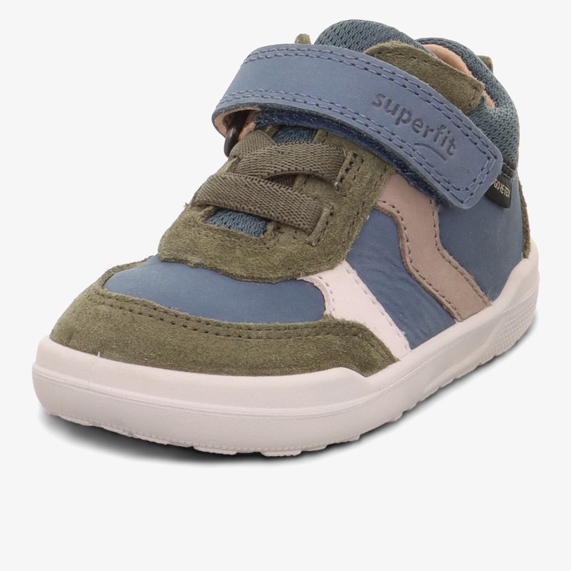 Robuster Kinderschuh mit gepolstertem Innenbereich, rutschfester Sohle und praktischem Klettverschluss