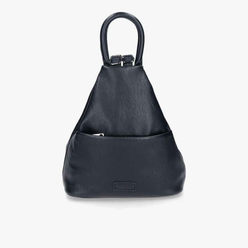Schwarzer minimalistischer Rucksack mit praktischem Reißverschluss und elegantem Henkel, kompakt und hochwertig
