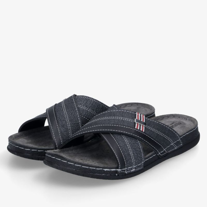Bequeme schwarze Slide-Sandalen mit rutschfester Sohle und gepolstertem Riemen für optimalen Tragekomfort