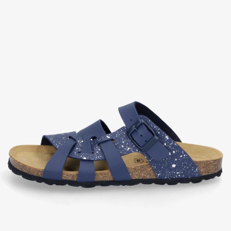 Blau Sandale mit verstellbarem Riemen, sichtbarem Fußbett und rutschfester Profilsohle, bequem und lässig