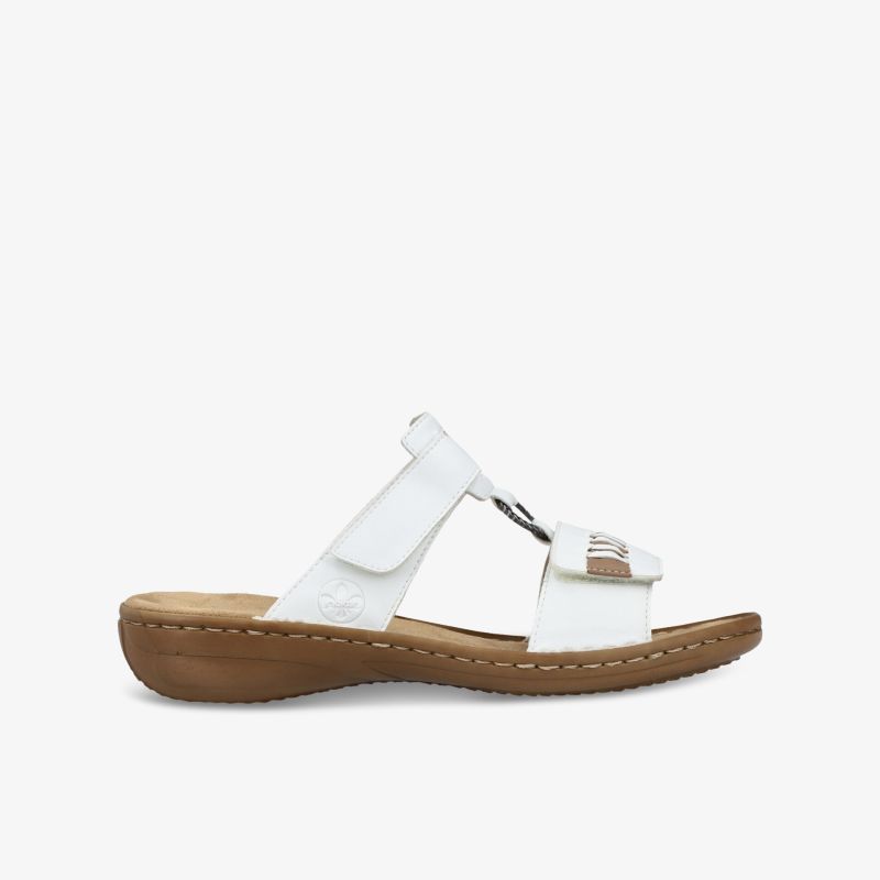 Weiße Sandale mit verstellbarem Riemen und ergonomischer weicher Sohle für bequemen Tragekomfort