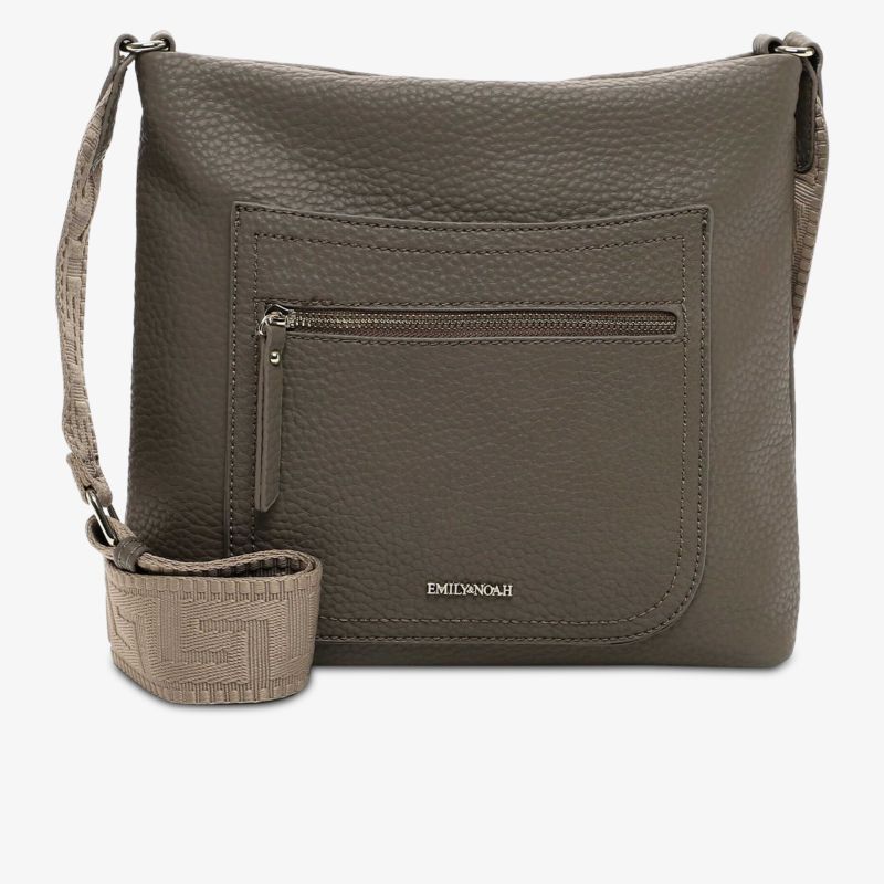 Große Tasche aus feinem Leder mit verstellbarem Schulterriemen und praktischem Frontreißverschluss