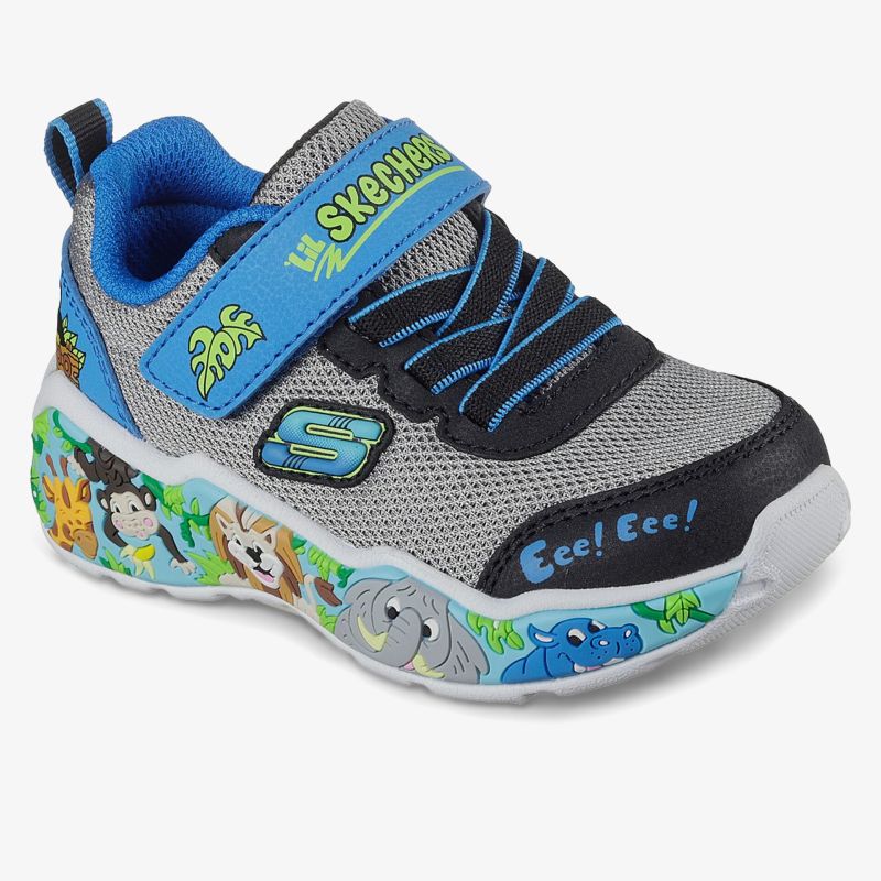 Farbiger Kinderschuh mit kinderfreundlichem Design und praktischen Verschlüssen.