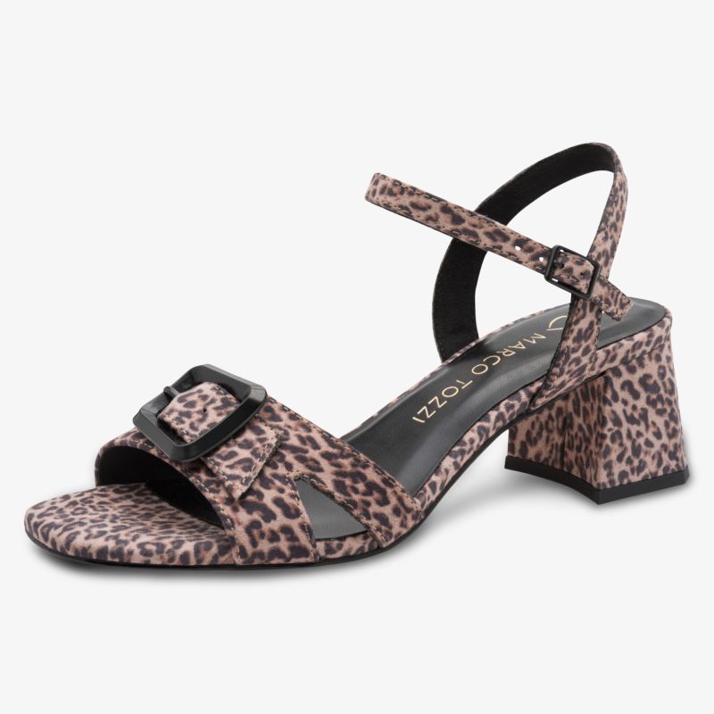 Bequeme Sandale mit Leopardenmuster, verstellbarem Riemen und stabilem Blockabsatz für modischen Auftritt