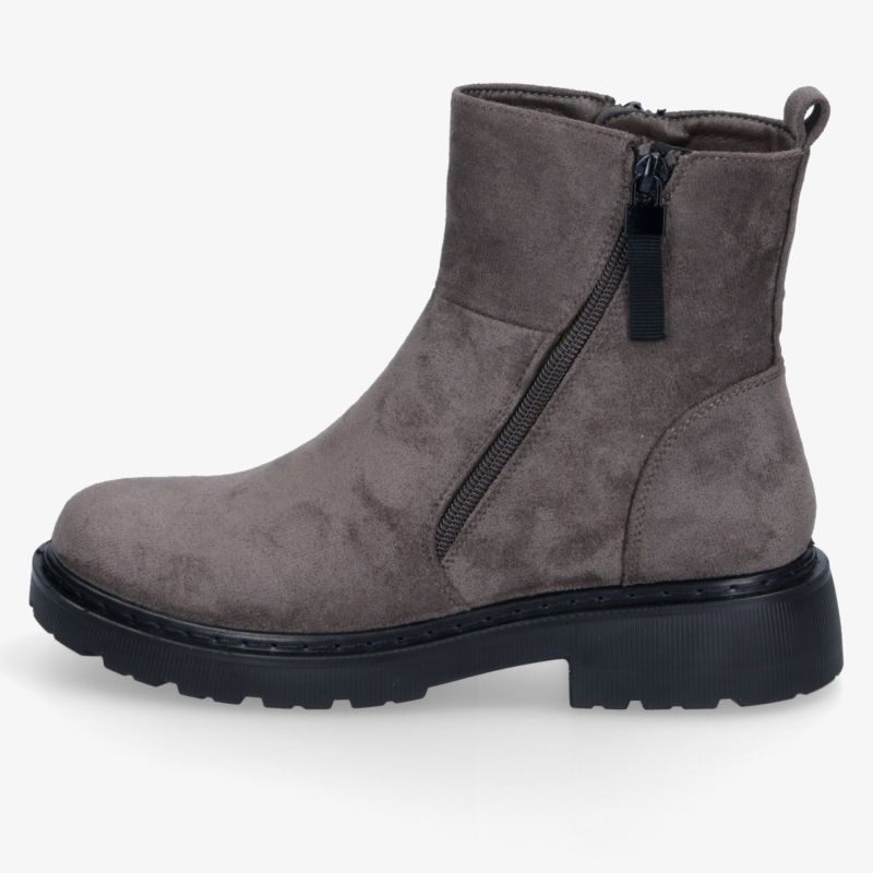 Stilvolle graue Stiefelette mit Reißverschluss und robuster rutschfester Sohle für maximalen Komfort.