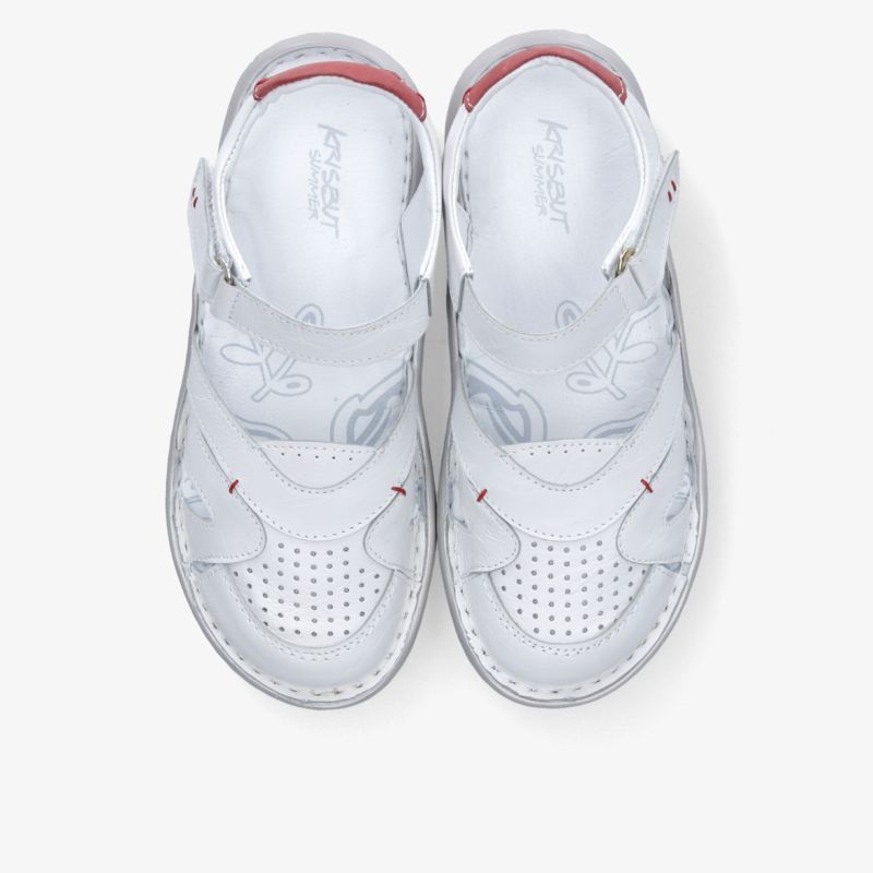 Bequeme weiße Sandalen mit atmungsaktivem Material und verstellbarem Riemen, elegantes und leichtes Design für warmes Wetter