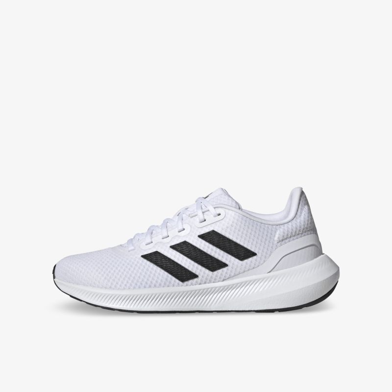 Moderner weißer Sneaker mit schwarzem Logo, ideal für Fitness und Freizeit, bietet Komfort und Stil.