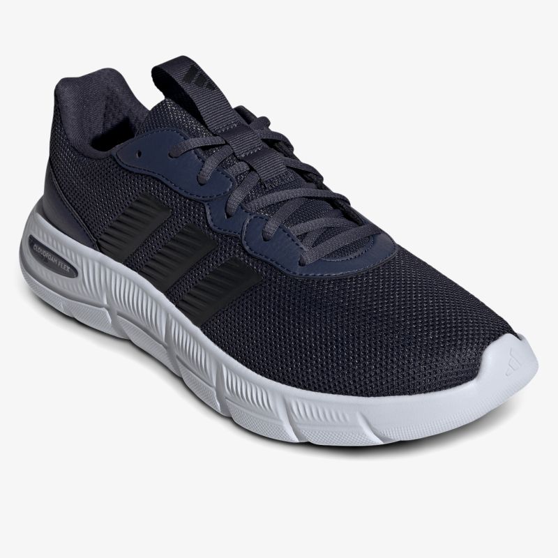 Schwarzer sportlicher Sneaker mit atmungsaktivem Material und flexibler, rutschfester Sohle, seitliche Ansicht
