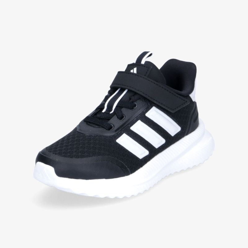 Schwarzer sportlicher Schuh mit weißer Laufsohle und Klettverschluss bequem und atmungsaktiv