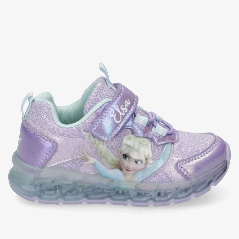 Leichter lila Sportschuh mit gepolstertem Schaft, atmungsaktiv und robust, Klettverschluss für sicheren Halt