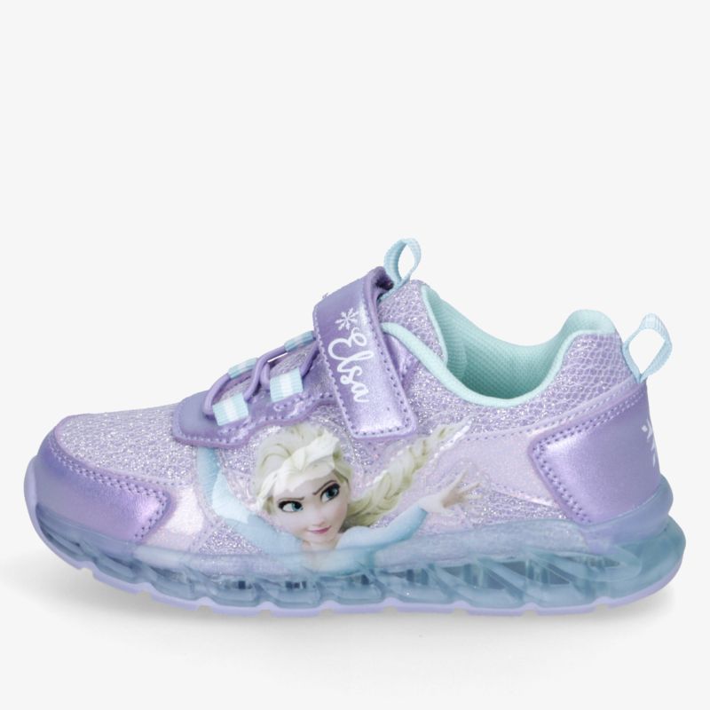 Leuchtend lilafarbener Kinder-Sneaker mit flexiblem Sohle, komfortable Passform und klettverschluss mit glitzerndem Motiv