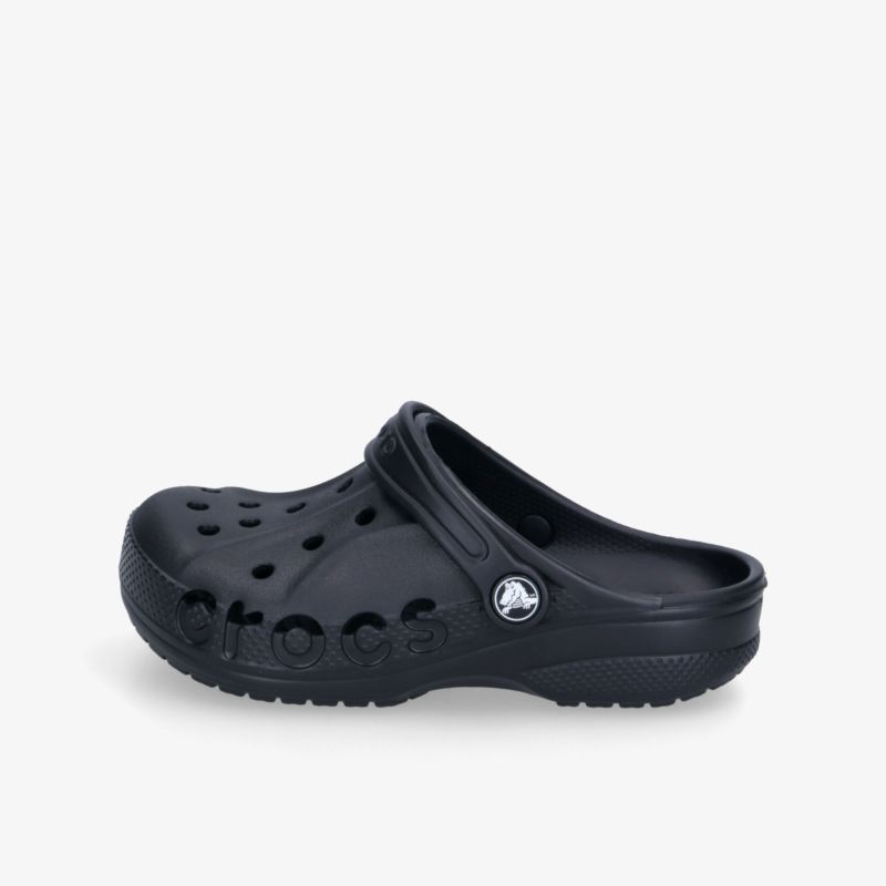 Schwarzer Schuh mit Belüftungslöchern, ergonomisch geformt, rutschfeste Sohle, leicht und bequem für den Alltag