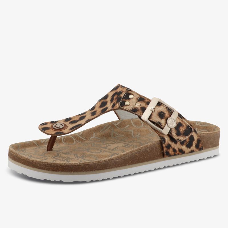 Bequeme Sandale mit Leo-Print und verstellbarem Riemen auf rutschfester Sohle für Alltag und Freizeit