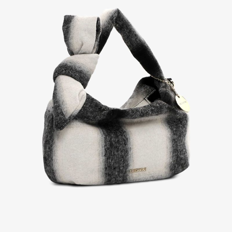 Weiche kompakte Tasche mit Karomuster und geflochtenem Griff für modischen Look