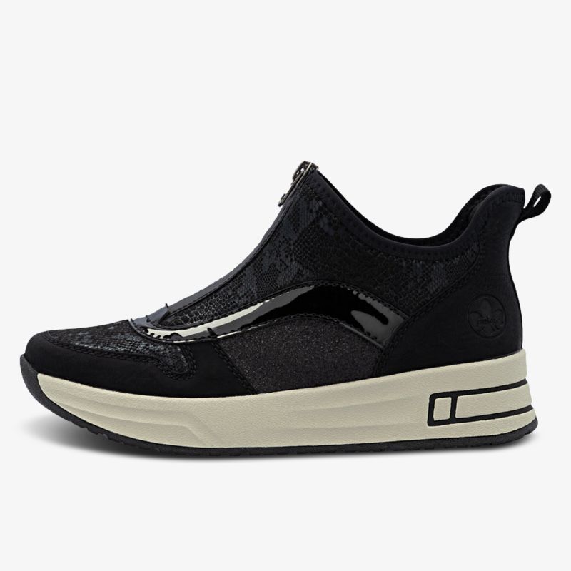 Bequemer schwarzer Sneaker mit Riemchen und Klettverschluss, sportlich und leicht, für flexiblen Alltag