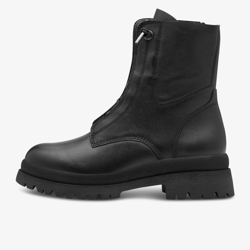 Robuster Stiefel mit glattem Leder und praktischem Reißverschluss für stabilen Halt und modernen Look