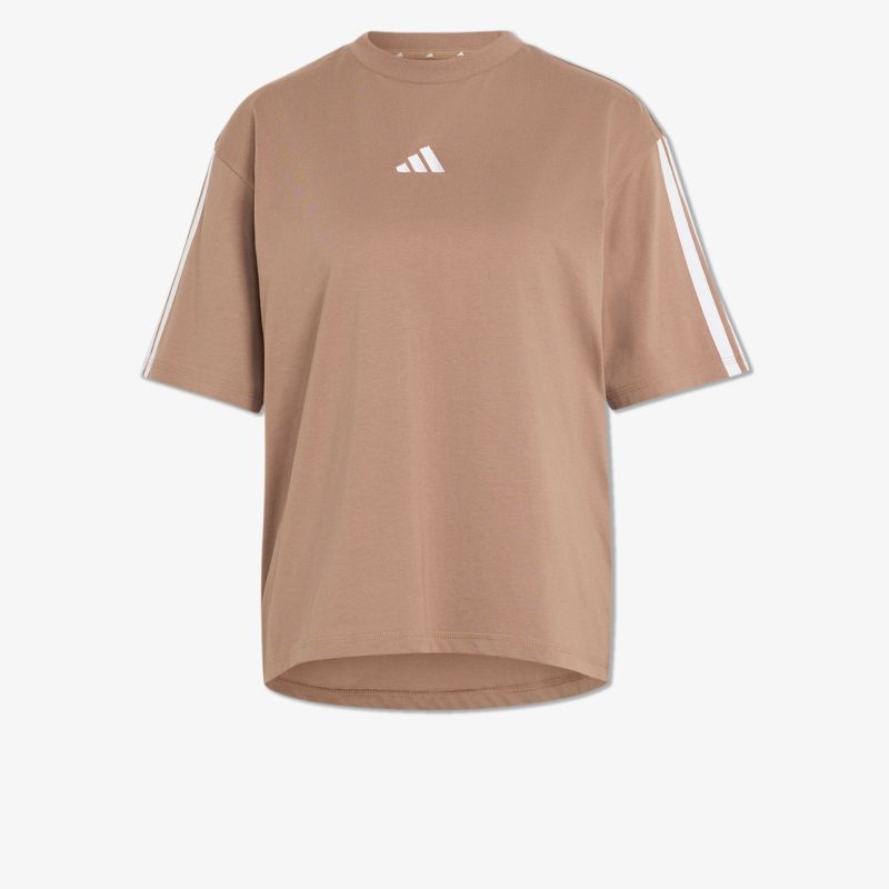 Bequemer, sportlicher Adidas T-Shirt mit kurzen Ärmeln und lockerem Schnitt in beige
