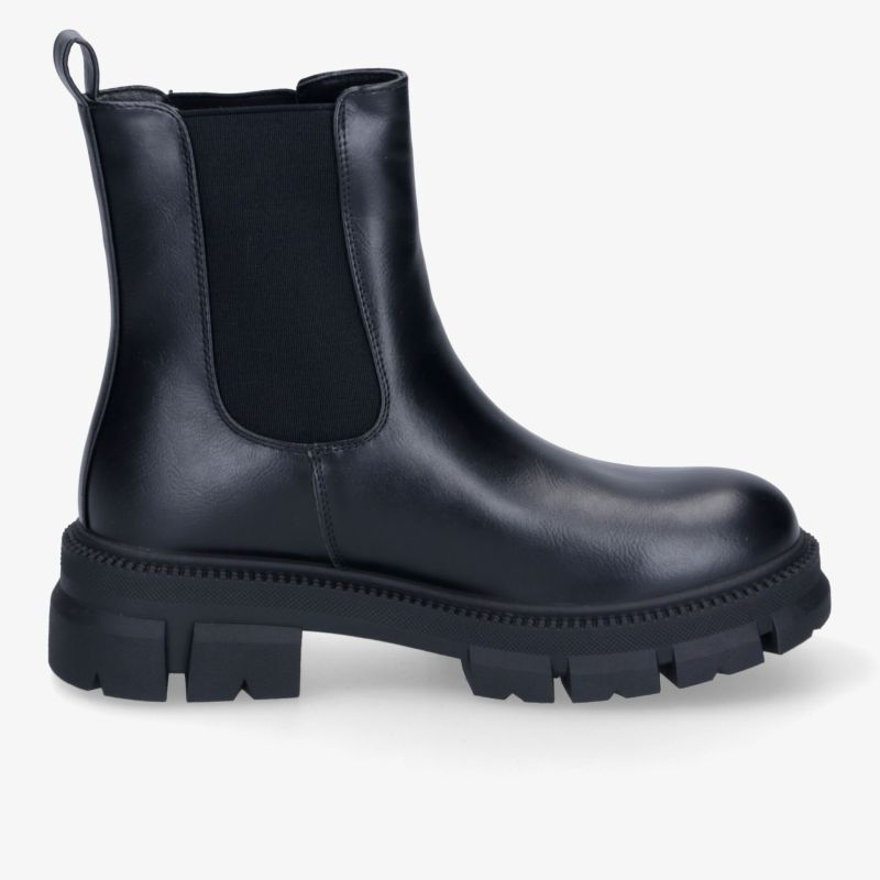 Schwarzer Chelsea Boot seitlich mit elastischen Einsätzen und profilierter Sohle für hohen Tragekomfort und Langlebigkeit