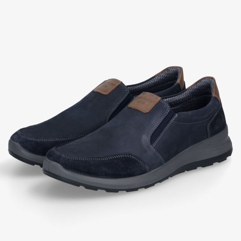 Bequeme schwarze und blaue Freizeitschuhe aus weichem Material mit rutschfester Sohle im Paar