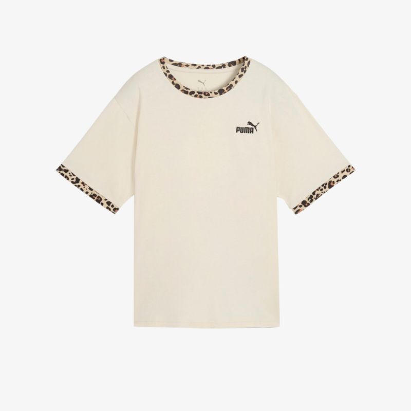 Weißes Kurzarmshirt mit Rundhalsausschnitt und modischem Saum, sportliches Design mit Puma Logo vorne