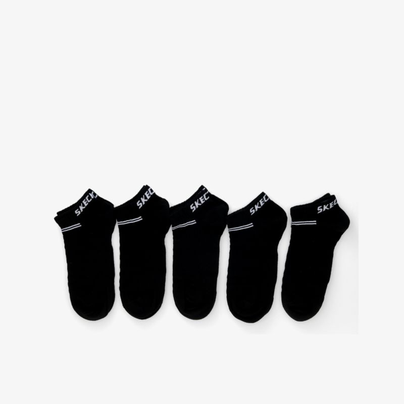 Set aus fünf schwarzen Sneaker Socken mit elastischem Bund und atmungsaktiven Eigenschaften für optimalen Komfort