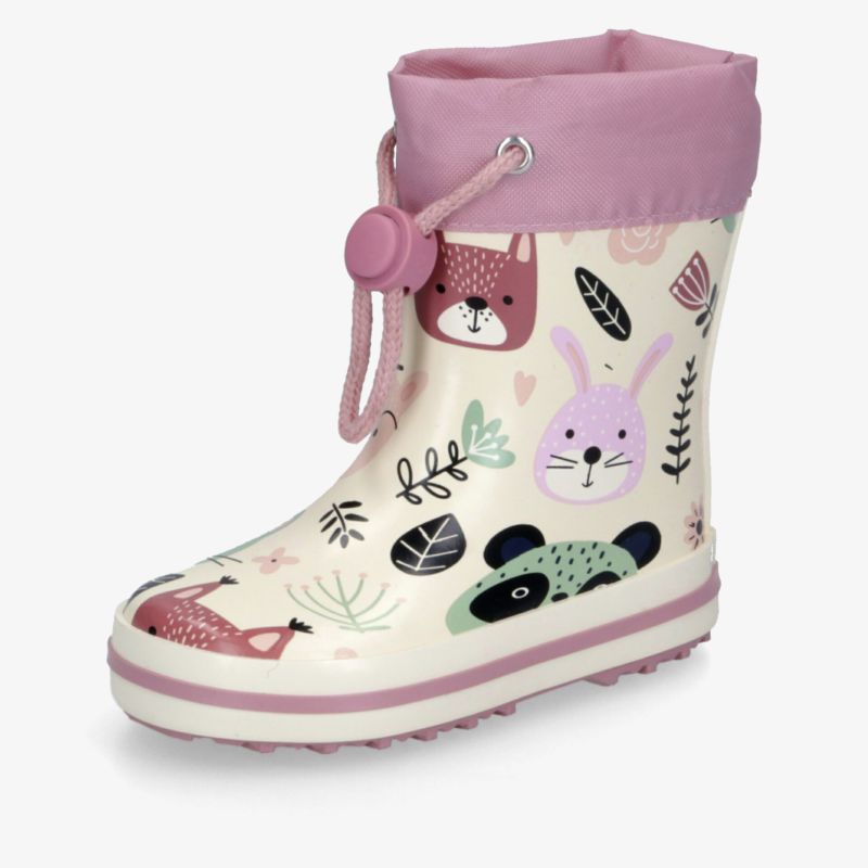 Wasserdichter Gummistiefel mit warmer Fütterung und niedlichen Tiermotiven, rutschfeste Sohle und verstellbarem Schaft