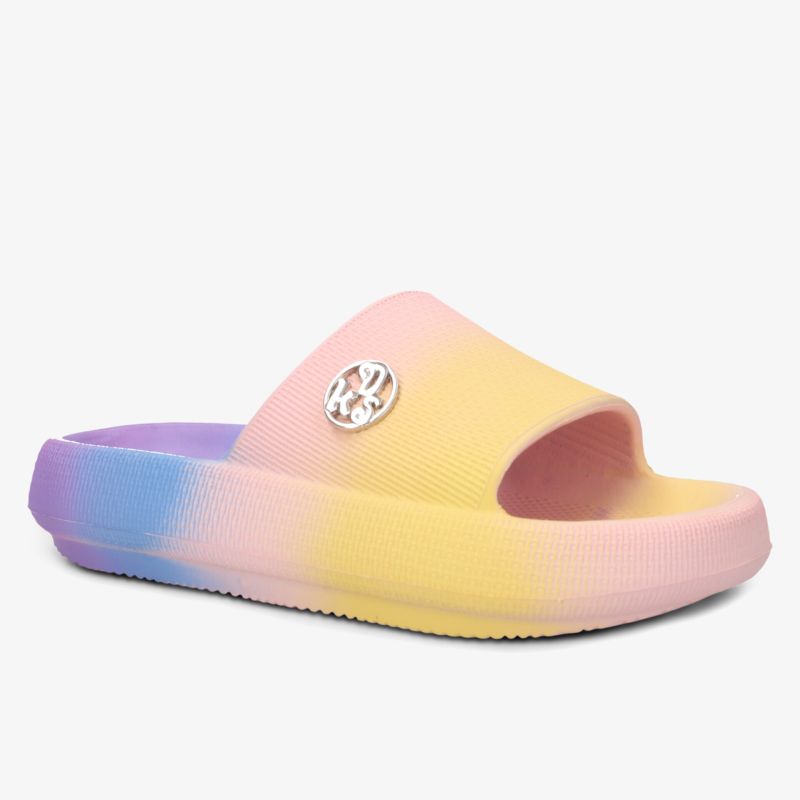 Bunte Badelatschen mit weichem Material und rutschfester Sohle, ideal für sommerlichen Komfort
