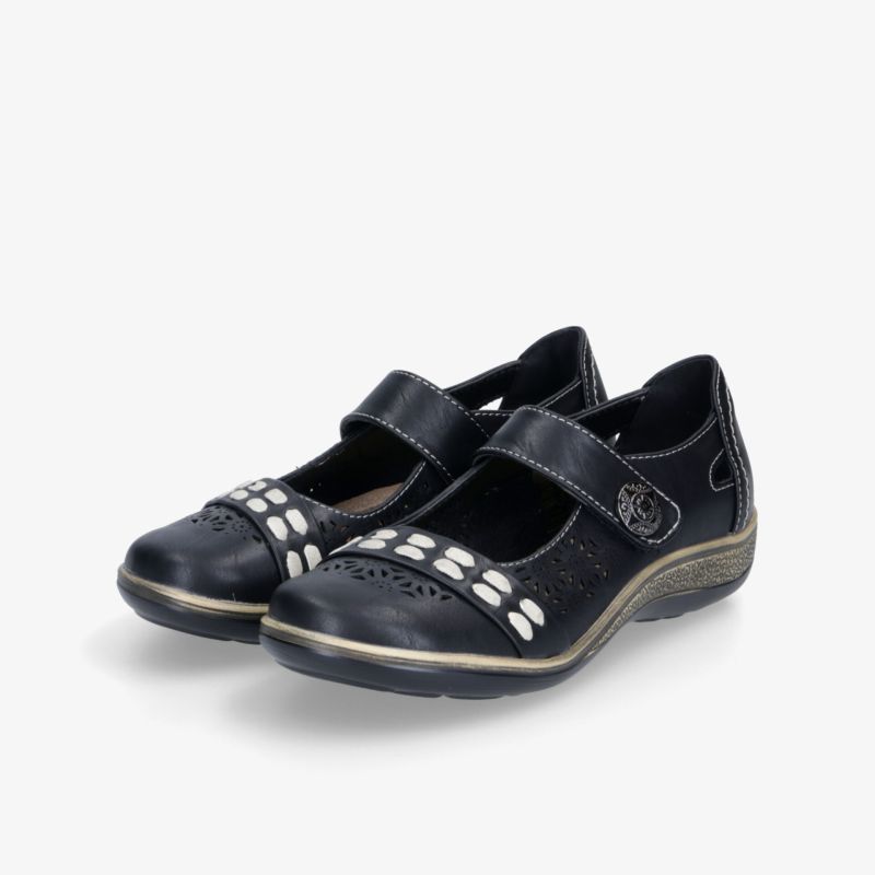 Bequeme schwarze Schuhe mit verstellbarem Verschluss und rutschfester Sohle, leicht und atmungsaktiv