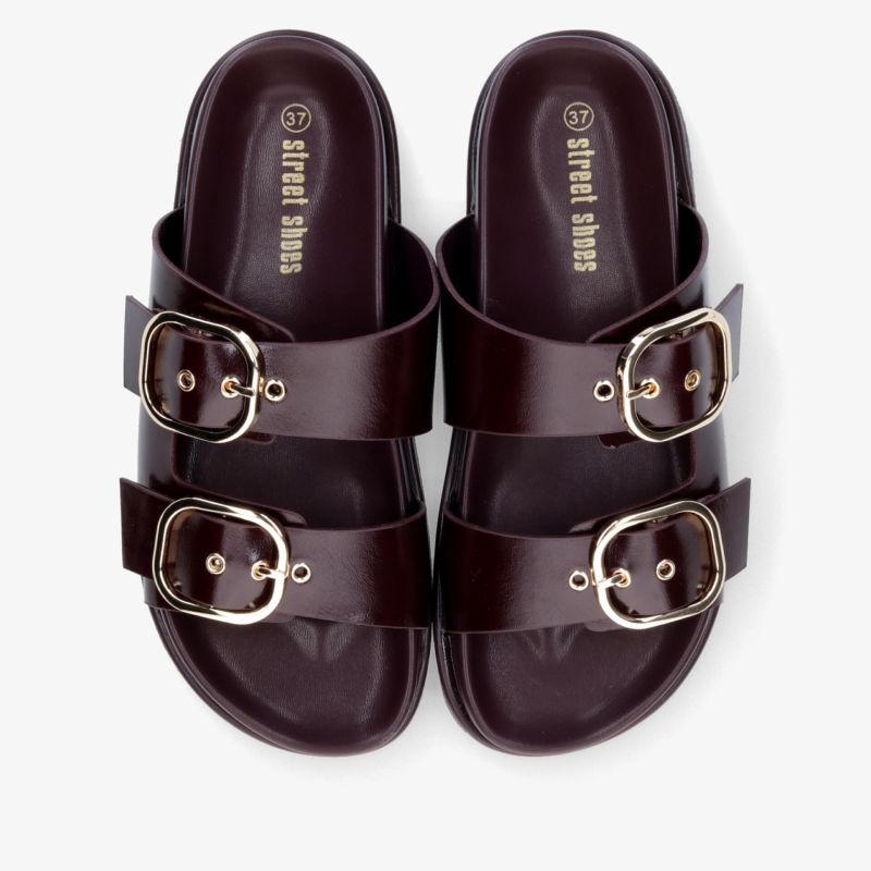 Elegante Sandalen aus hochwertigem Leder mit zwei verstellbaren goldenen Schnallen für optimalen Tragekomfort