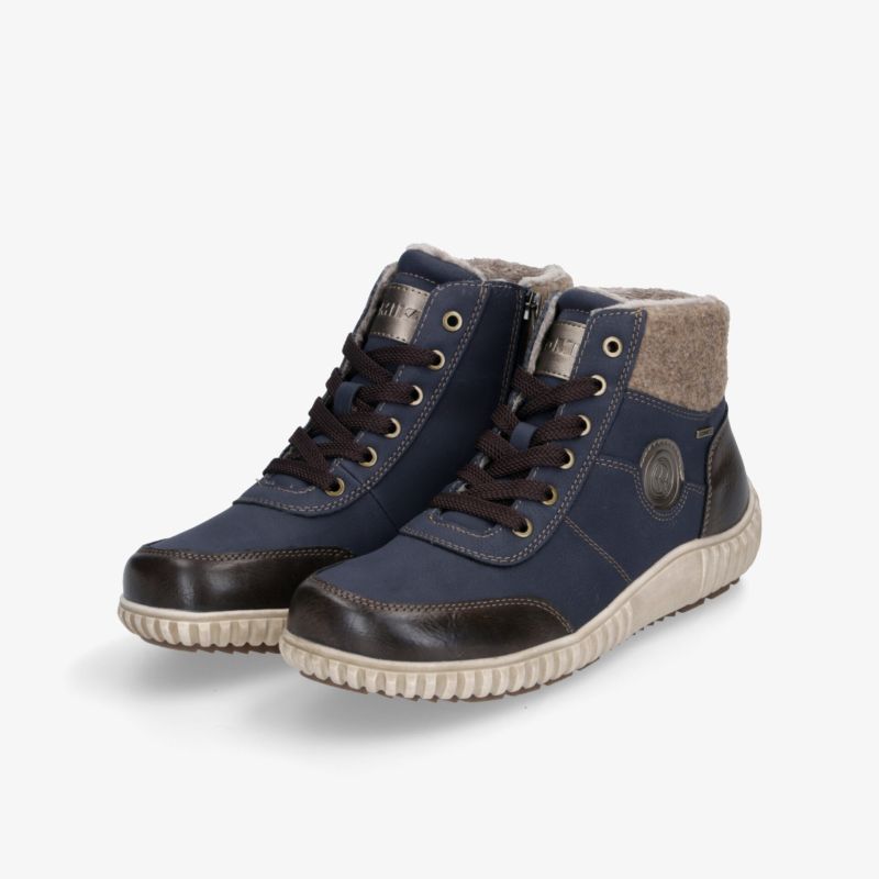 Blau-schwarze Freizeitschuhe mit hohem Schaft, Komfortpolsterung und rutschfester flexibler Sohle im Paar