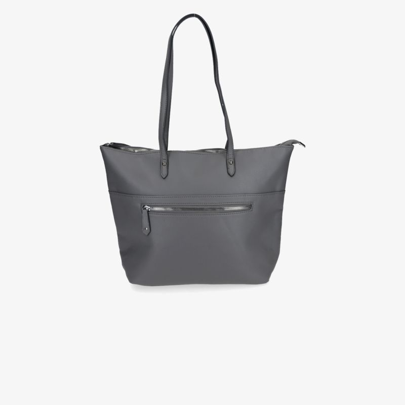 Geräumige graue Tasche mit robustem Material, praktischem Reißverschluss und komfortablen Schulterriemen in moderner Optik