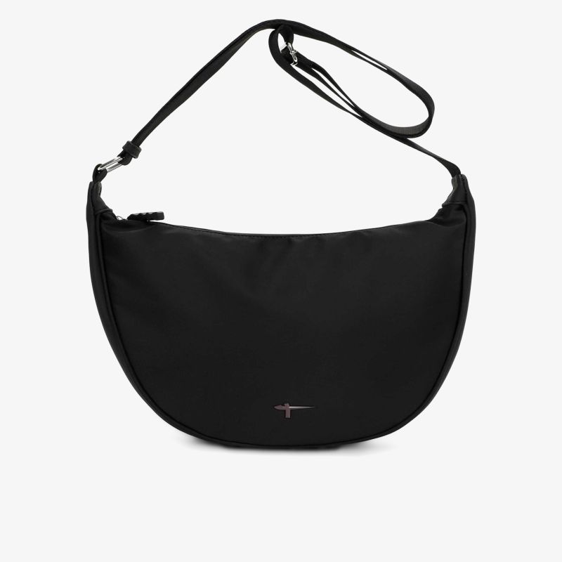 Schwarze, leichte Umhängetasche aus Nylon mit verstellbarem Schulterriemen und modernem, minimalistischen Design