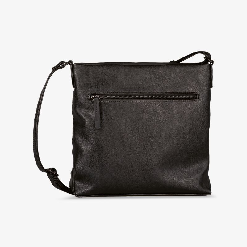 Schwarze Umhängetasche mit Reißverschlussfach und verstellbarem Schulterriemen, glattes und funktionales Design