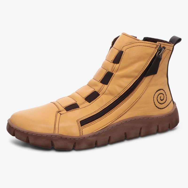 Bequemer Schuh mit flexiblem Profil und robustem Reißverschluss, modernes und langlebiges Material, seitliche Ansicht